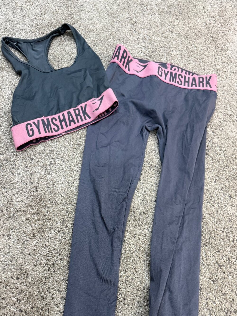 Gymshark Women's Small Gray Pink Sports Bra & Pants Set